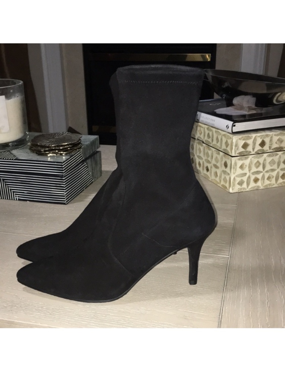 STUART WEITZMAN NWT BLACK REAL SUEDE SOCK BOOTIES SIZE 9M